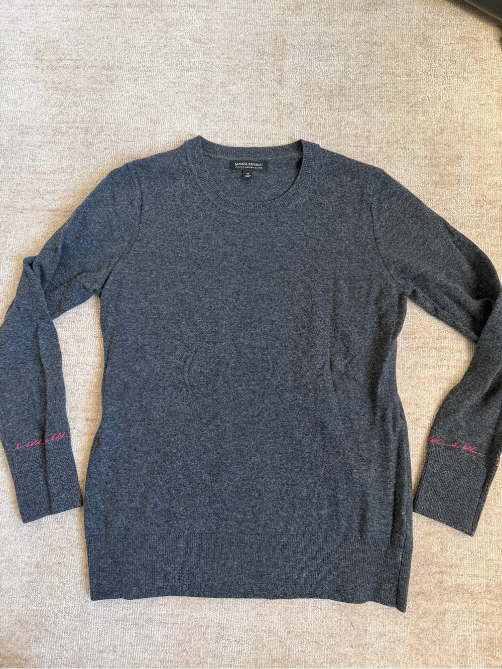 Banana Republic Dark Charcoal Crewneck Long Sleeve Be Bold Sweater